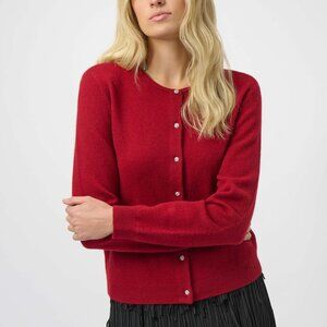 Joseph Ribkoff Cashmere Button-Front Crew Neck Cardigan -S